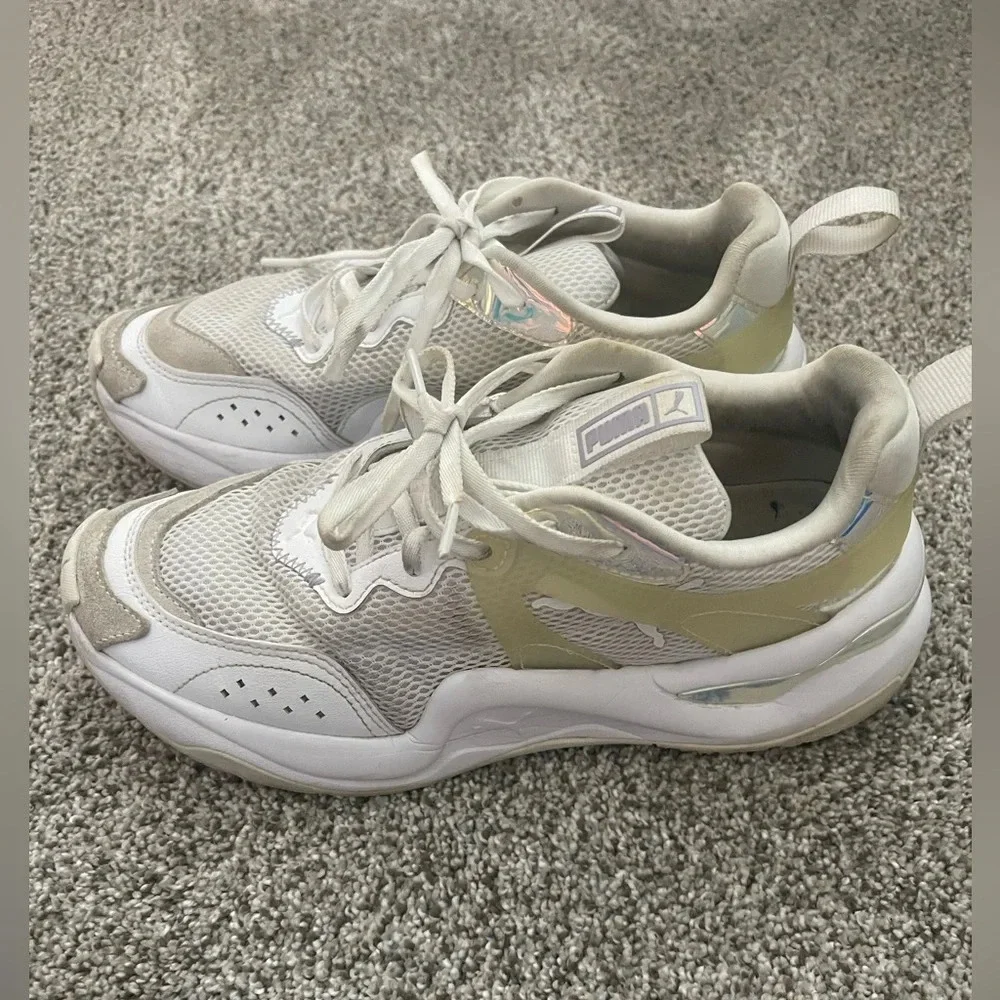 Puma Sneaker Shoe Rise Glow White Reflective Iridescent Women’s Size 8 Retro